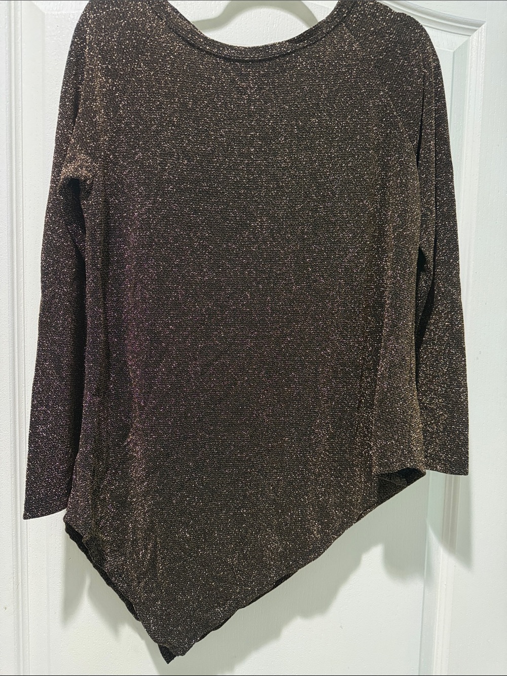 Karen Kane Metallic Brown Long Sleeve Shimmer Top